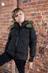 Ellabee Black Corduroy Coat with Green Lining